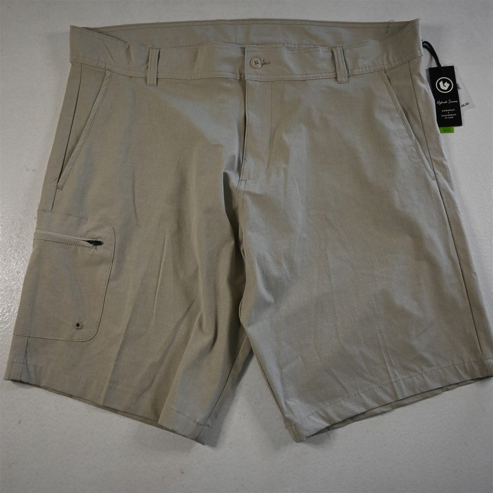 NEW Burnside 40x10.5" Khaki Zip Pocket Performance Cargo‎ Mens Shorts